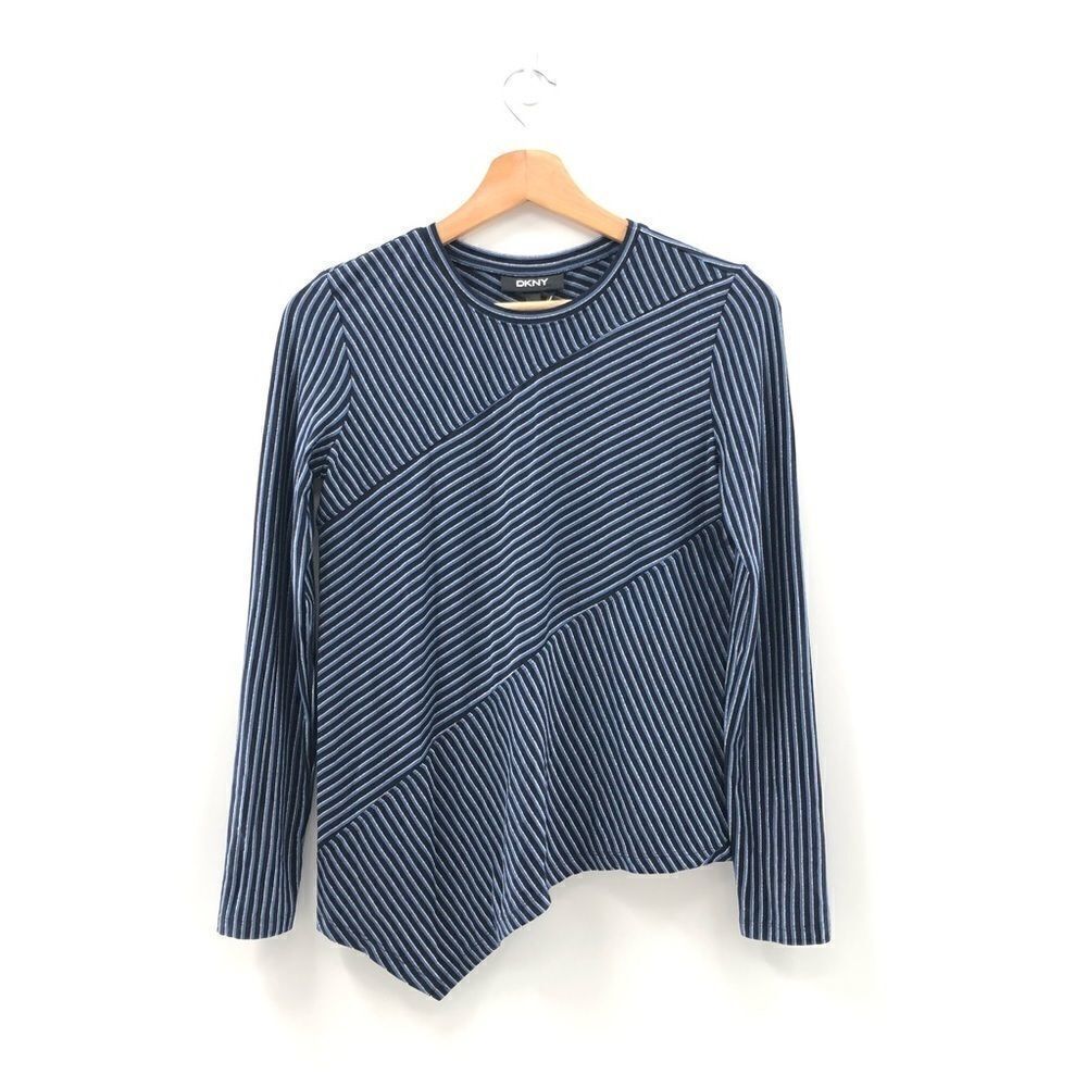 DKNY‎ Striped Long -Sleeve Top New Navy XXS